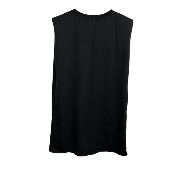 Black Sleeveless Shift Dress M Minimalist Quiet Luxury Structured Shoulder Pad - Picture 4 of 8